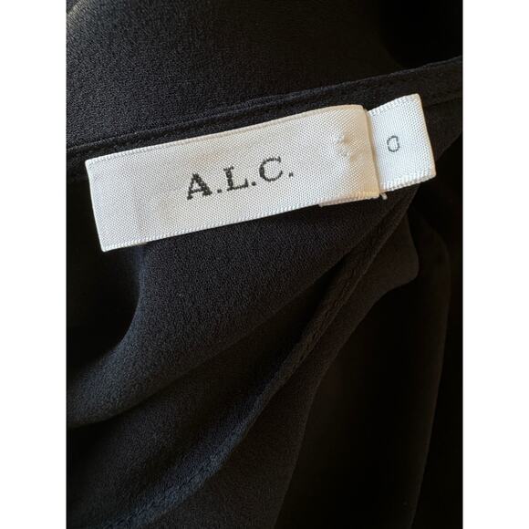 A.L.C. TWIST-FRONT JAZZY BLACK SILK TOP sz 0/XS - Picture 4 of 6